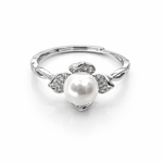 Load image into Gallery viewer, Sterling Silver Pearl Cubic Zirconia Adjustable Ring