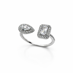Load image into Gallery viewer, Sterling Silver Adjustable Ring with Dual Cubic Zirconia