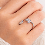 Load image into Gallery viewer, 925 Sterling Silver Floral CZ Adjustable Ring for Women