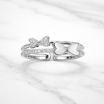 Load image into Gallery viewer, Sterling Silver Double Heart CZ Adjustable Ring