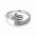 Load image into Gallery viewer, Sterling Silver Hand Motif Cubic Zirconia Adjustable Ring