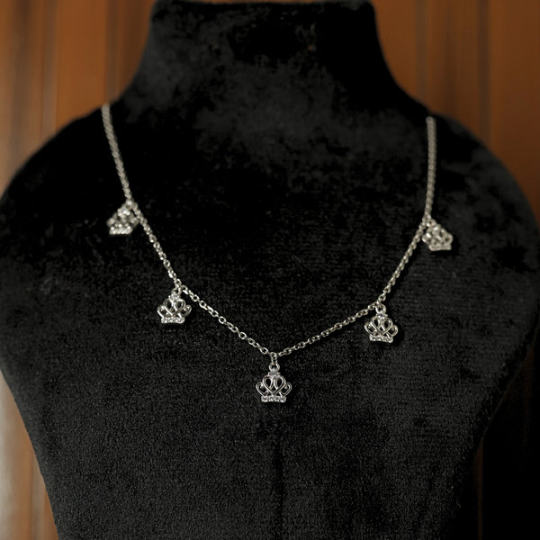 925 Sterling Silver Crown Charm Necklace