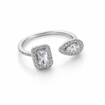 Load image into Gallery viewer, Sterling Silver Adjustable Ring with Dual Cubic Zirconia