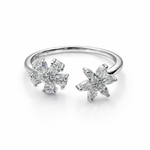 Load image into Gallery viewer, 925 Sterling Silver Floral CZ Adjustable Ring
