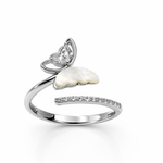 Load image into Gallery viewer, Elegant Butterfly Sterling Silver Ring with CZ & Mother of Pearl