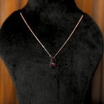 Load image into Gallery viewer, Rose Gold Plated Silver Swirl Ruby CZ Pendant Necklace