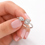 Load image into Gallery viewer, Sterling Silver Adjustable Ring with Dual Cubic Zirconia