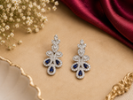 Load image into Gallery viewer, 925 Sterling Silver Blue Sapphire Floral Drop Earrings