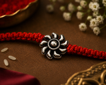 Load image into Gallery viewer, Raksha By Silver Ocean | Oxidised Floral Charm Silver Rakhi