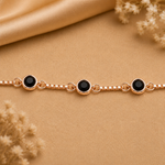 Load image into Gallery viewer, 925 Sterling Silver Black Onyx Station Bracelet for Women | Rose Gold Finish