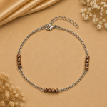 Load image into Gallery viewer, 925 Sterling Silver Diamond Cut Bead Bracelet for Women | Rhodium & Rose Gold Finish