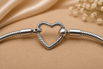 Load image into Gallery viewer, 925 Sterling Silver Heart Clasp Snake Chain Charm Bracelet for Women