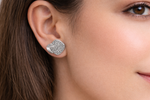 Load image into Gallery viewer, 925 Sterling Silver Textured Heart Stud Earrings with Zircon Detailing