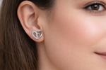 Load image into Gallery viewer, 925 Sterling Silver Heart Stud Earrings with Sparkling Zircon