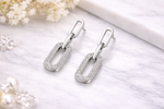 Load image into Gallery viewer, 925 Sterling Silver Chain Link Drop Earrings with Zircon Accents