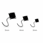 Load image into Gallery viewer, Black Square Stone Silver Nose Pin – Minimalist Statement Stud