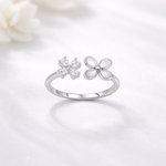 Load image into Gallery viewer, Dual Flower Design 925 Silver Open Ring