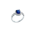 Load image into Gallery viewer, Royal Blue Sapphire & CZ Silver Ring - SILVER OCEAN Royal Blue Sapphire & CZ Silver Ring