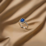 Load image into Gallery viewer, Royal Blue Sapphire & CZ Silver Ring - SILVER OCEAN Royal Blue Sapphire & CZ Silver Ring