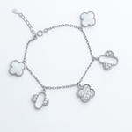 Load image into Gallery viewer, 925 Sterling Silver Charm Bracelet for Women – Mother of Pearl & Crystal Floral Charms - SILVER OCEAN 925 Sterling Silver Charm Bracelet for Women – Mother of Pearl & Crystal Floral Charms