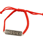 Load image into Gallery viewer, Silver “BROTHER” Rakhi with Bold Engraving & Red Braided Thread silver ocean jnd Silver “BROTHER” Rakhi with Bold Engraving & Red Braided Thread