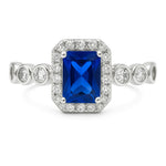 Load image into Gallery viewer, Royal Blue Sapphire & CZ Silver Ring - SILVER OCEAN Royal Blue Sapphire & CZ Silver Ring