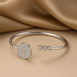 Load image into Gallery viewer, Contemporary Silver Kada with Circular Pave Crystal Design - SILVER OCEAN Contemporary Silver Kada with Circular Pave Crystal Design