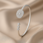 Load image into Gallery viewer, Contemporary Silver Kada with Circular Pave Crystal Design - SILVER OCEAN Contemporary Silver Kada with Circular Pave Crystal Design