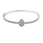 Load image into Gallery viewer, Premium 925 Sterling Silver Kada with Teardrop Diamond Accent – Elegant Women’s Bracelet - SILVER OCEAN Premium 925 Sterling Silver Kada with Teardrop Diamond Accent – Elegant Women’s Bracelet