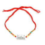 Load image into Gallery viewer, Traditional Veera Silver Rakhi with Color Beads silver ocean jnd Traditional Veera Silver Rakhi with Color Beads