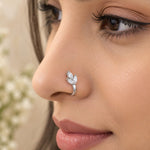 Load image into Gallery viewer, CZ Leaf Cluster Hoop Nose Ring