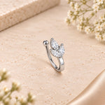 Load image into Gallery viewer, CZ Leaf Cluster Hoop Nose Ring