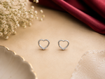 Load image into Gallery viewer, 925 Sterling Silver Heart Stud Earrings with CZ Accents