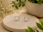 Load image into Gallery viewer, 925 Sterling Silver Heart Stud Earrings with CZ Accents