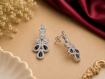 Load image into Gallery viewer, 925 Sterling Silver Blue Sapphire Floral Drop Earrings