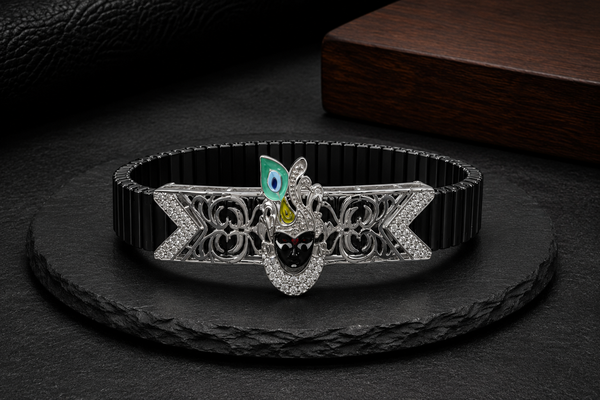 925 Sterling Silver Shrinathji Flex Bracelet for Men