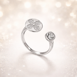 Load image into Gallery viewer, Sterling Silver Floral CZ Open Adjustable Ring