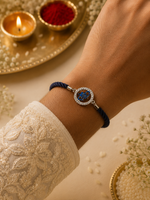 Load image into Gallery viewer, Raksha By Silver Ocean | Divine Shri Silver Rakhi