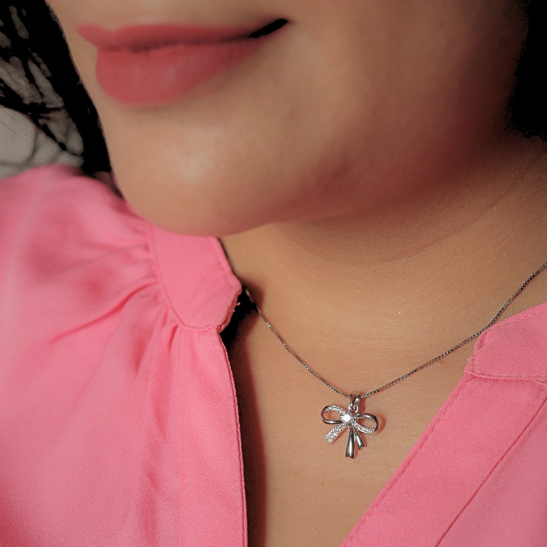Aurora Bow Charm Pendant Necklace