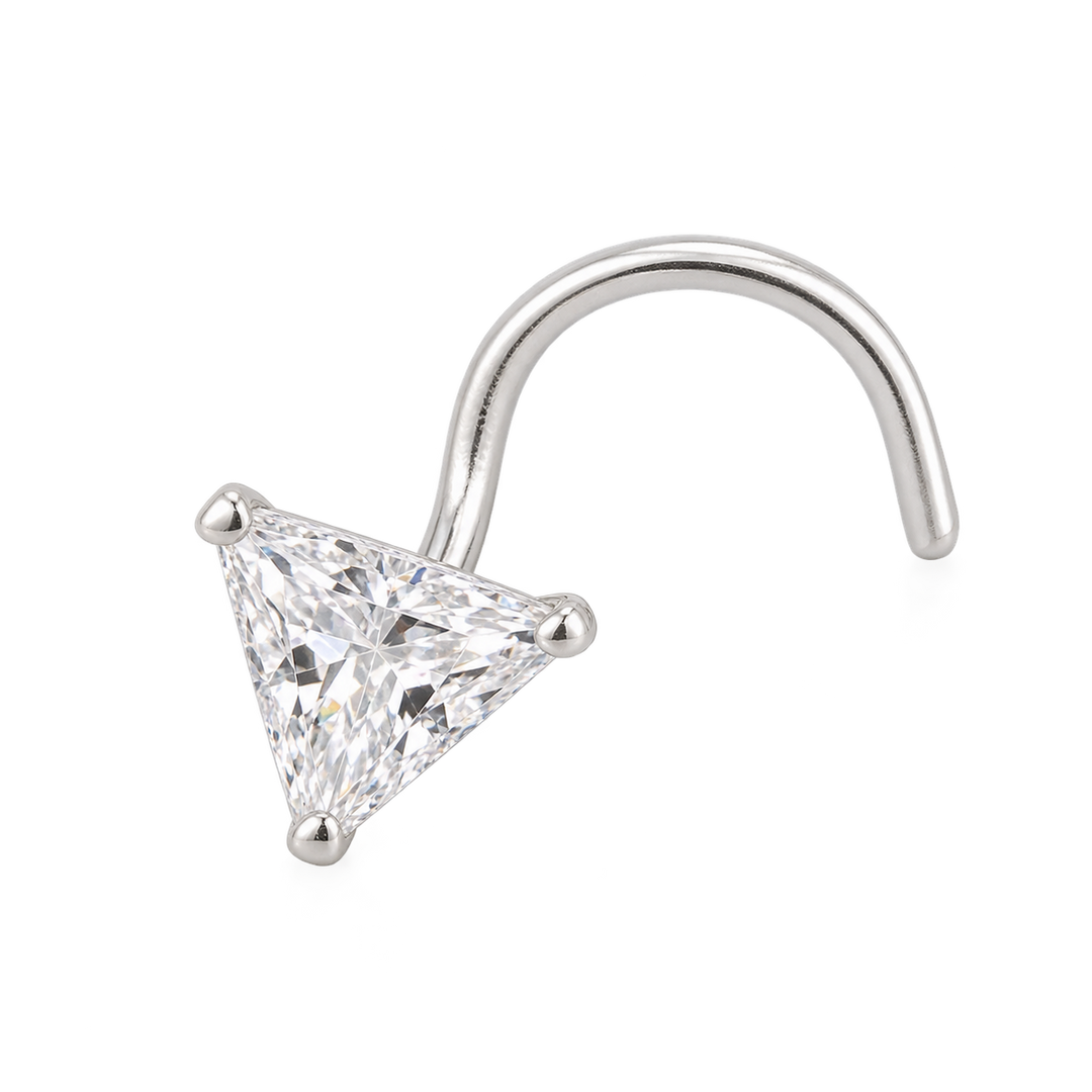 Triangular CZ Nose Pin
