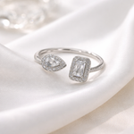 Load image into Gallery viewer, Sterling Silver Adjustable Ring with Dual Cubic Zirconia