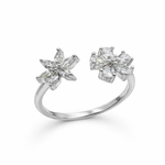 Load image into Gallery viewer, 925 Sterling Silver Floral CZ Adjustable Ring