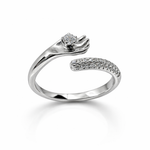 Load image into Gallery viewer, Sterling Silver Hand Motif Cubic Zirconia Adjustable Ring