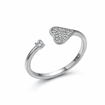 Load image into Gallery viewer, Sparkling Heart CZ Open Silver Ring
