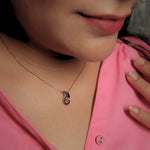 Load image into Gallery viewer, Rose Gold Plated Silver Swirl Ruby CZ Pendant Necklace