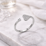 Load image into Gallery viewer, Sparkling Heart CZ Open Silver Ring