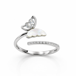 Load image into Gallery viewer, Elegant Butterfly Sterling Silver Ring with CZ &amp; Mother of Pearl