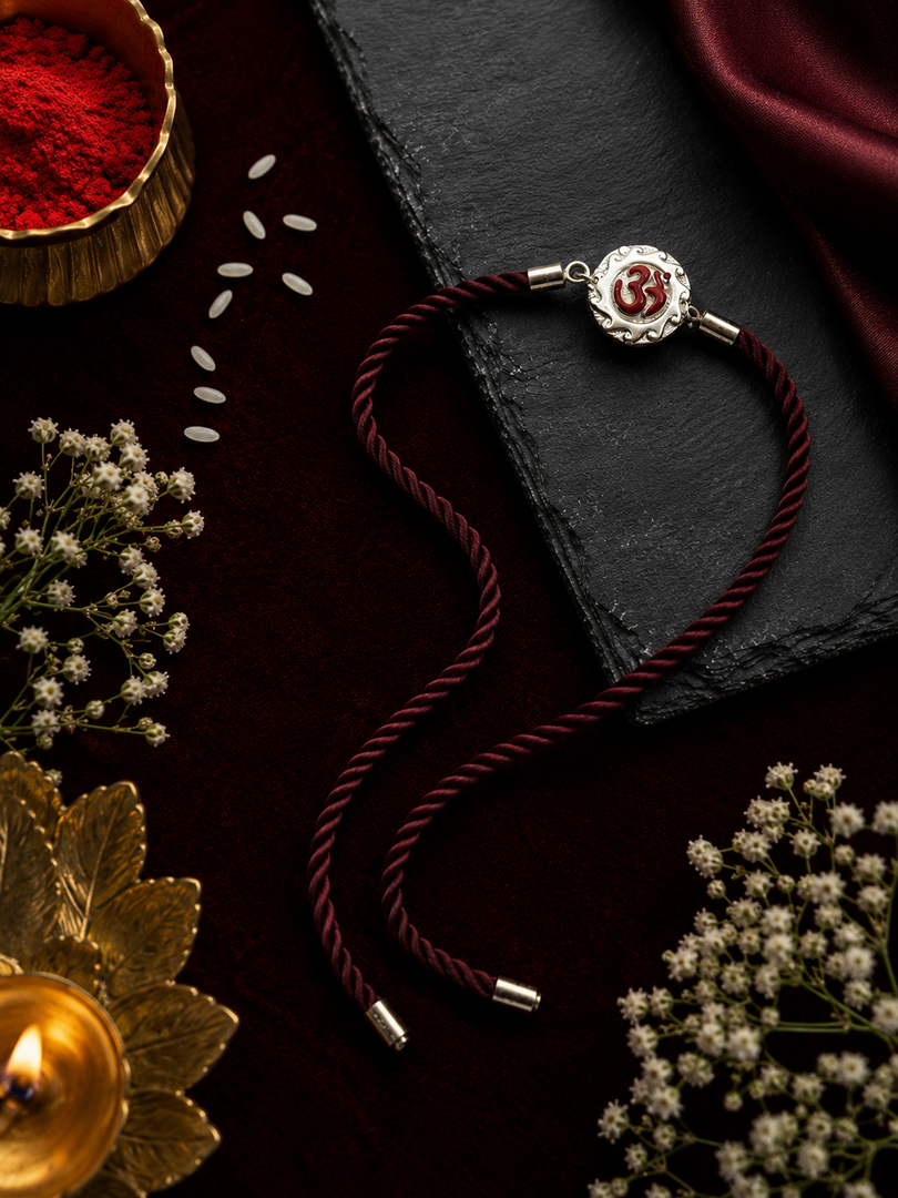 Raksha By Silver Ocean | Divine Om Silver Rakhi