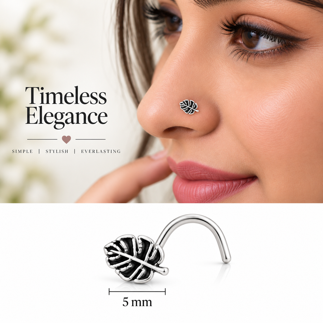 Black Monstera Leaf Nose Pin