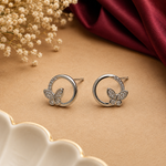 Load image into Gallery viewer, Butterfly Circle Pavé Stud Earrings